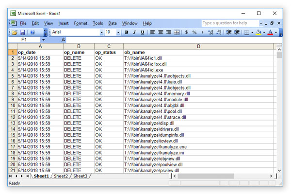File Delete Excel Logs