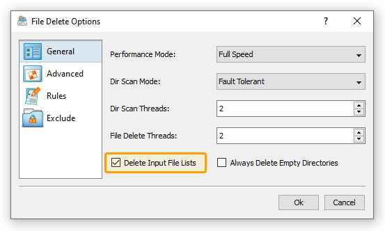Delete External File Lists