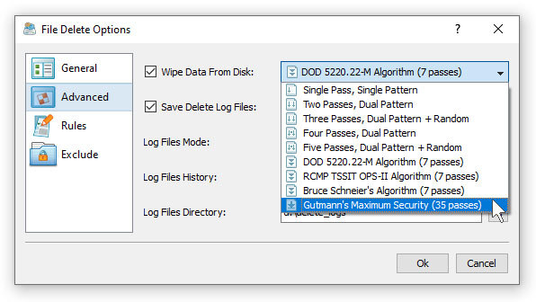 Secure File Delete Options