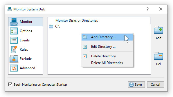 DiskPulse Server Monitor Directories